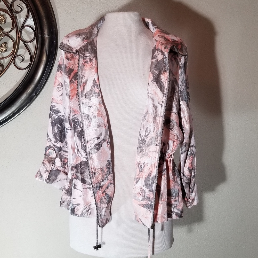 Ruby Rd. Lightweight Jacket Abstract Floral Pink Size 12P - Picture 12 of 15